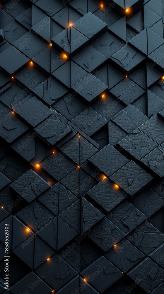 Futuristic High-Tech 3D Diamond Tile Wall with Glowing Points, Dark Background, Modern Geometric Pattern, Illuminated Abstract Structure for Technology & Design Concepts Futuristic High-Tech 3D Diamond Tile Wall with Glowing Points, Dark Background, Modern Geometric Pattern, Illuminated Abstract Structure for Technology & Design Concepts