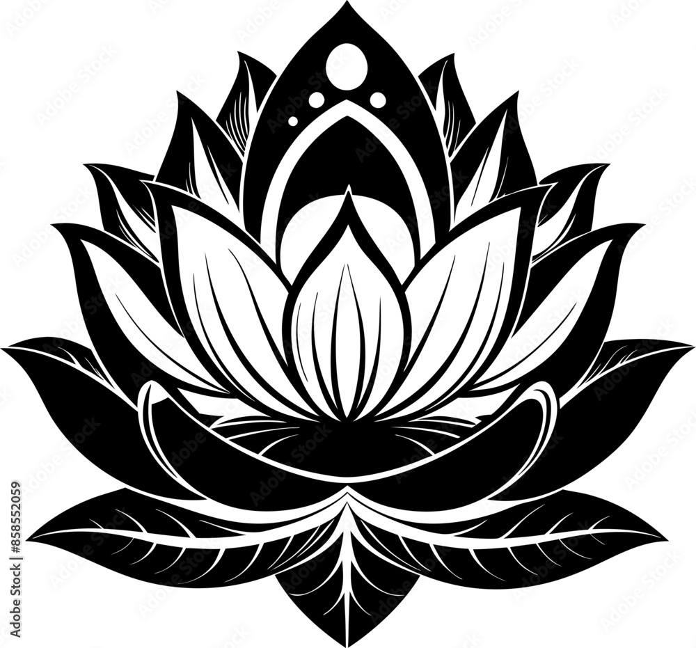 Silhouette Lotus lower on a white background free vector art Silhouette Lotus lower on a white background free vector art