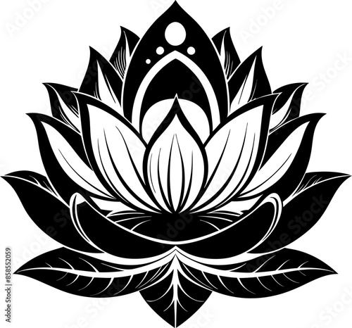 Silhouette Lotus lower on a white background free vector art