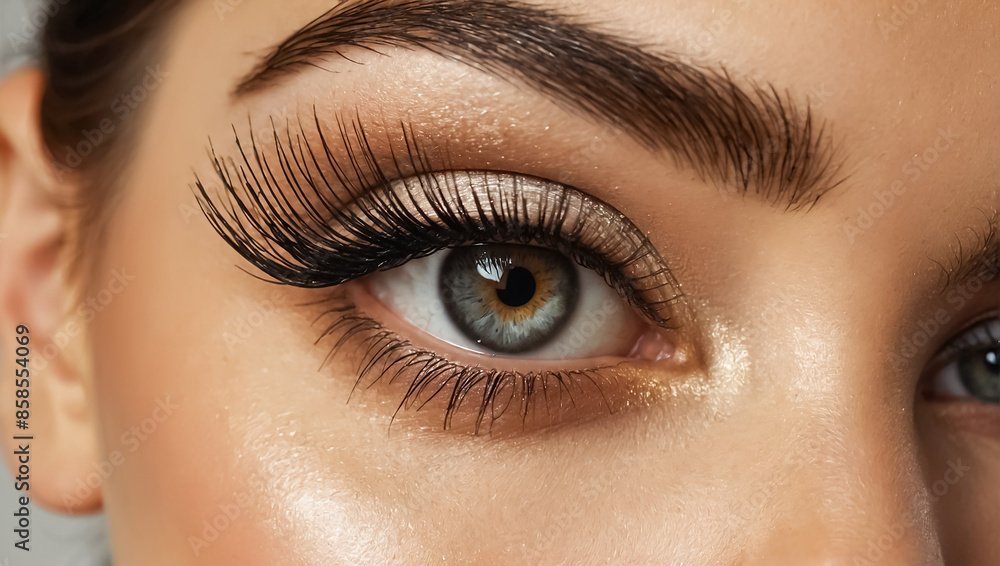 Naklejka premium Beautiful female eye with eyelashes and makeup