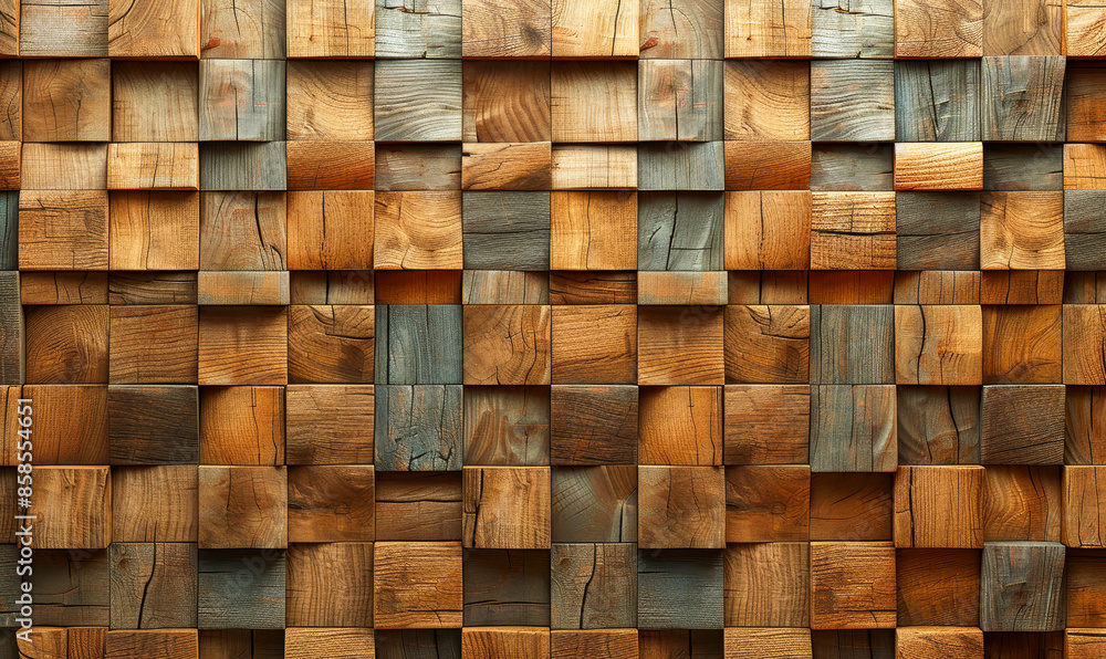 3D Rendered Wooden Wall Made from Timber Blocks, Natural Wood Texture Background, Square Arranged Tiles, Rustic Design, Modern Interior Concept, Stylish Wall Cladding, Eco-Friendly Architecture 3D Rendered Wooden Wall Made from Timber Blocks, Natural Wood Texture Background, Square Arranged Tiles, Rustic Design, Modern Interior Concept, Stylish Wall Cladding, Eco-Friendly Architecture