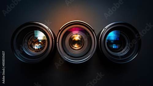 camera lens with reflections with view from above