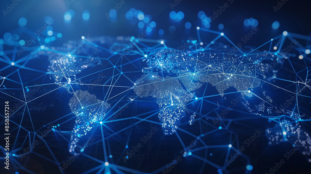 Abstract digital world map, concept of global network and connectivity, artificial general intelligence, , ai generative Abstract digital world map, concept of global network and connectivity, artificial general intelligence, , ai generative