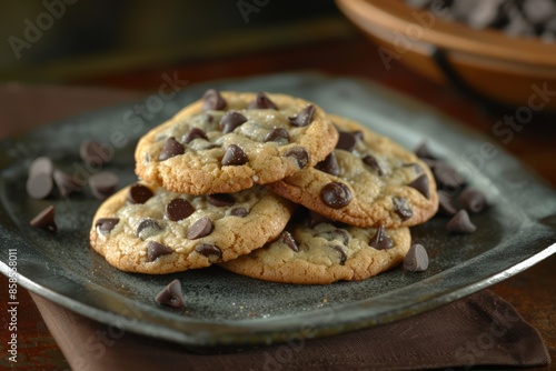 Chocolate Chip Cookies Closeup, Dessert and Baking, Homemade Sweet Snack, Delicious Food Treat