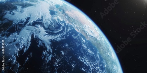 Fototapeta Naklejka Na Ścianę i Meble -  Cinematic shot of planet earth globe clouds and space background. 