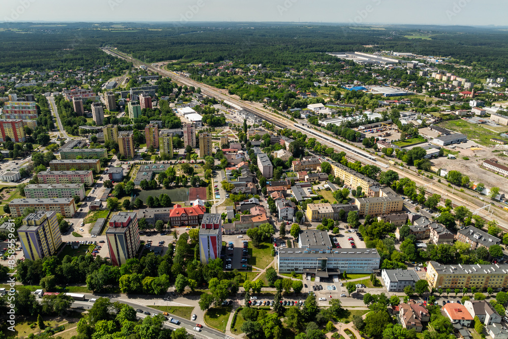 Zawiercie in Poland - beautiful summer aviation landscape - a city with the potential of an industrial zone