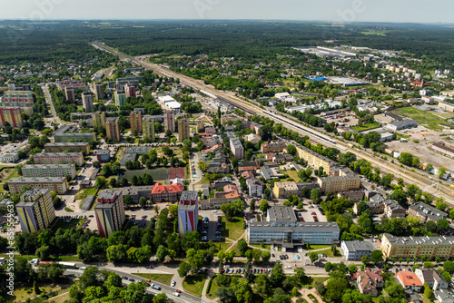 Obraz na płótnie Zawiercie in Poland - beautiful summer aviation landscape - a city with the potential of an industrial zone w salonie