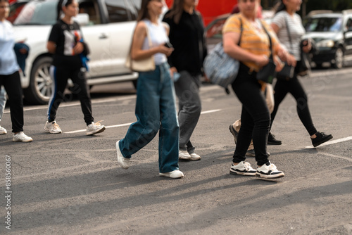 People cross the street, city life