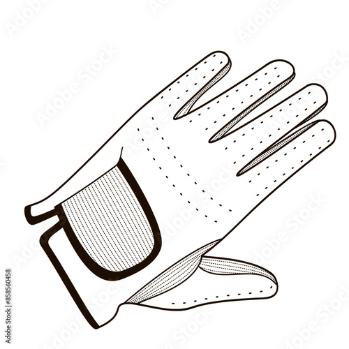 golf glove black and white outline vector illustration