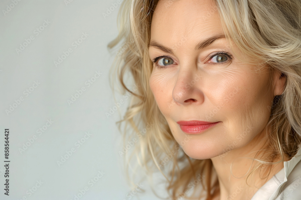 50 year old woman, beautiful and mature, showcasing facial skincare and anti-aging concepts 50 year old woman, beautiful and mature, showcasing facial skincare and anti-aging concepts