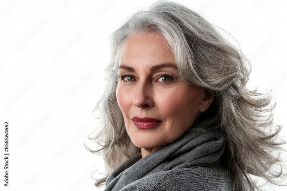 Healthy senior female, 50 years old, focusing on anti-aging facial treatments Healthy senior female, 50 years old, focusing on anti-aging facial treatments