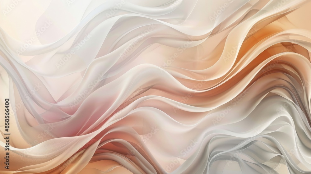 A digital abstract image featuring wavy lines of fabric in soft pastel colors of white, beige, and light brown A digital abstract image featuring wavy lines of fabric in soft pastel colors of white, beige, and light brown