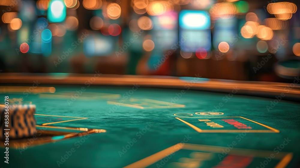 custom made wallpaper toronto digitala close up of a empty green table with blurred casino background