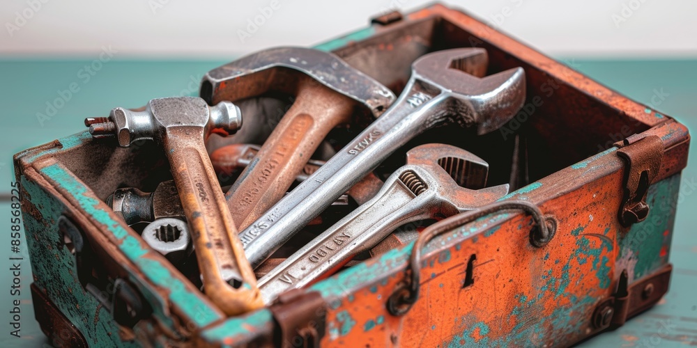 Toolbox Essentials: Generate an image of a well-organized toolbox with essential tools Toolbox Essentials: Generate an image of a well-organized toolbox with essential tools