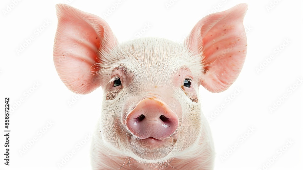 Close-up of piglet on white background, studio shot. Cute farm animal concept Close-up of piglet on white background, studio shot. Cute farm animal concept
