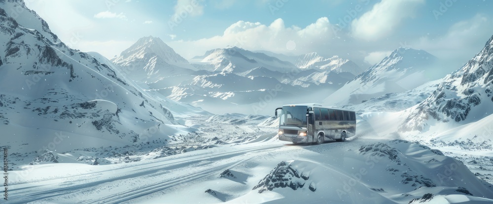 Bus Journey Through A Snowy Mountain Pass Bus Journey Through A Snowy Mountain Pass
