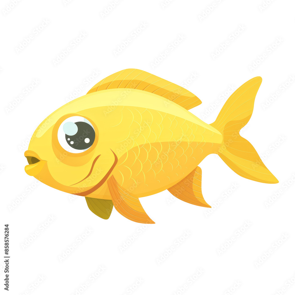 Flat Illustration of a Lemon Oscar Fish with White Background Flat Illustration of a Lemon Oscar Fish with White Background
