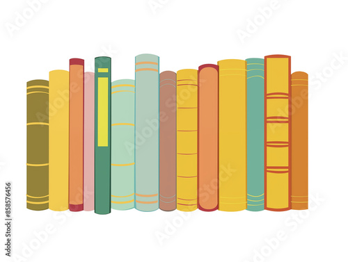Books in a row, isolated book row, books on shelf