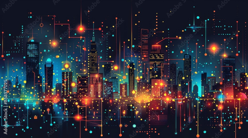 Vector art of a city skyline with zoning regulations, Vector art of a city skyline with zoning regulations,