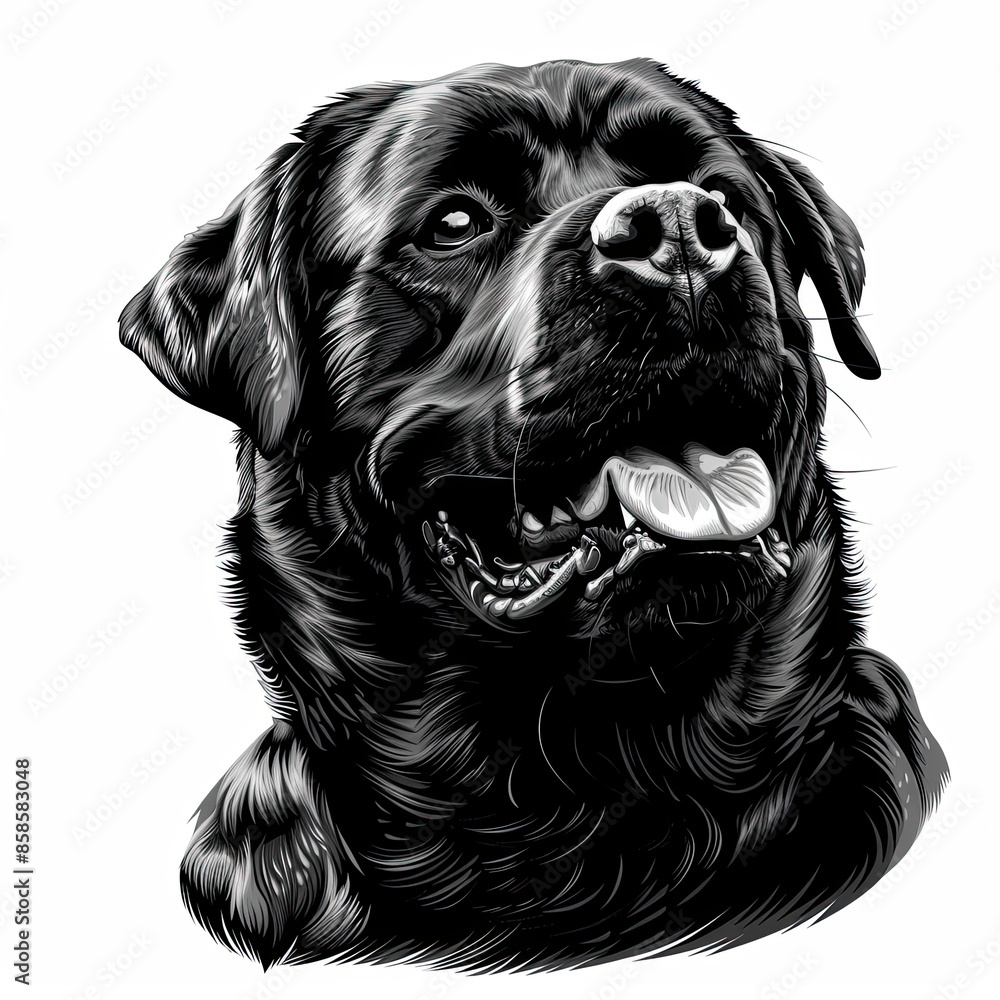 Obraz premium A black and white drawing of a rottweiler dog