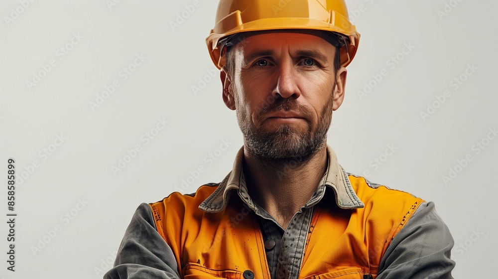 Construction worker looking to camera. isolated on white background. Construction worker looking to camera. isolated on white background.