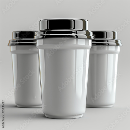 Coffee cups mockup on white background - Generative AI