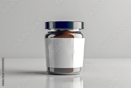 Coffee package, glass bottle mockup on white background - Generative AI