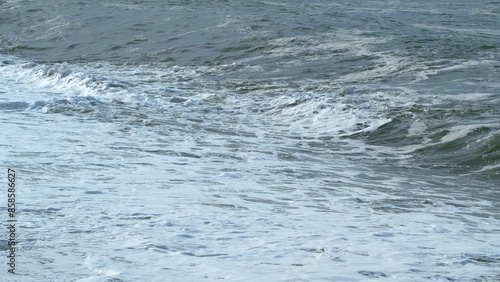 Powerful Stormy Sea Waves. Large Heavy Wave Breaking. Big Splash Sea Waves. Slow motion.