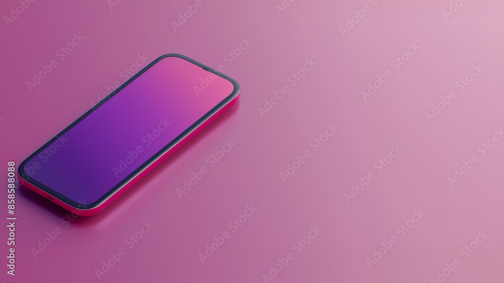 Pink smartphone isolated on pink background with copy space Pink smartphone isolated on pink background with copy space