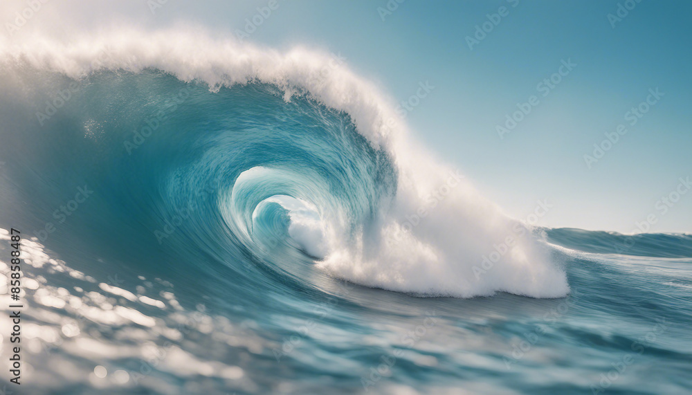 Obraz premium Blue Ocean Wave in the Tube Getting Barreled, isolated white background