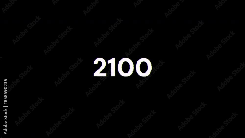 2100 text with screen effects of technological failures. Spectacular screen glitch with various kinds of interference. Looped 2100 text with screen effects of technological failures. Spectacular screen glitch with various kinds of interference. Looped