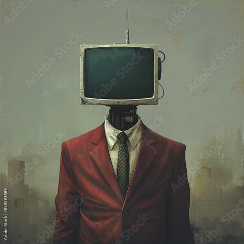 business man with a monitor for a head
