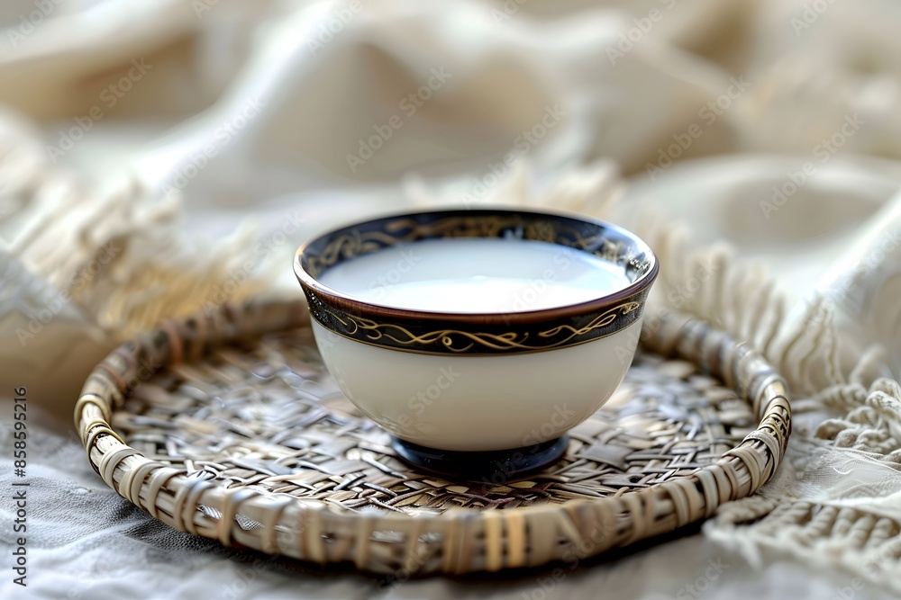 Traditional Mongolian Airag in Ceramic Jug Fermented Horse Milk Traditional Mongolian Airag in Ceramic Jug Fermented Horse Milk