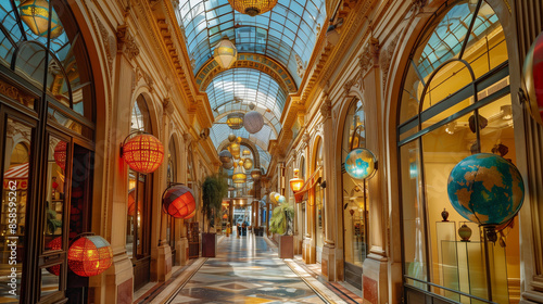 Paris France 05 05 2024: Gallerie Vivienne, beautiful luxury mall, stunning architecture, historical shopping destination, hidden gem in Paris, shopping paradise, elegant retail experience, iconic Par