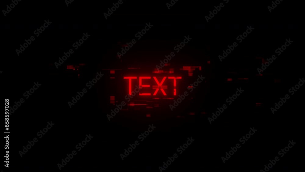 Text with screen effects of technological failures. Spectacular screen glitch with various kinds of interference. Looped Text with screen effects of technological failures. Spectacular screen glitch with various kinds of interference. Looped