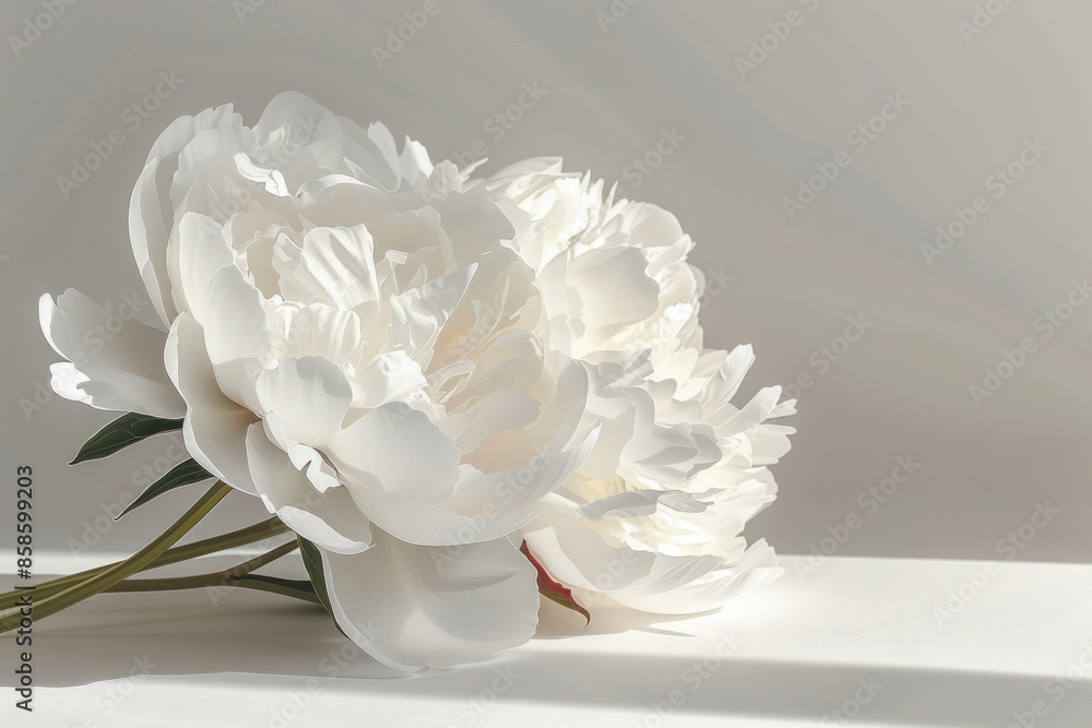 Elegant White Peony Flowers in Soft Natural Light A Beautiful Bloom Captured in Minimalist Style for Tranquil and Modern Decor or Floral Themed Artwork Inspiration Elegant White Peony Flowers in Soft Natural Light A Beautiful Bloom Captured in Minimalist Style for Tranquil and Modern Decor or Floral Themed Artwork Inspiration