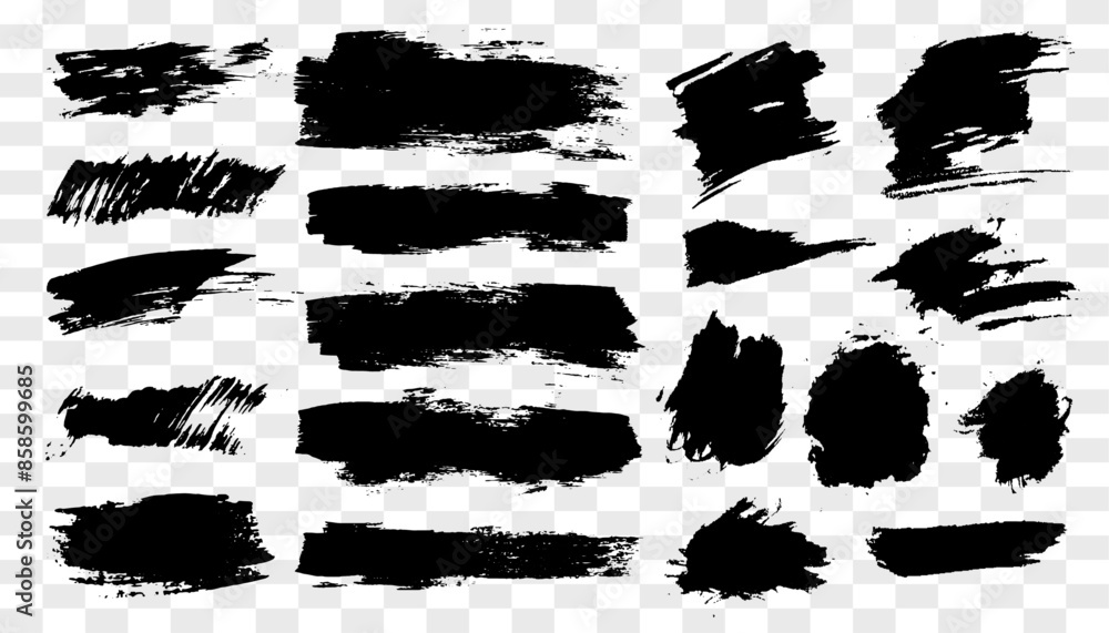 Grunge brush and ink shapes with distressed textures in black. Perfect for dirty backgrounds and borders Grunge brush and ink shapes with distressed textures in black. Perfect for dirty backgrounds and borders