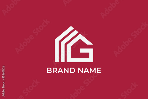 G letter minimal elegant home icon real estate business logo, letter G finance business logo, letter G construction logo, letter G growth logo