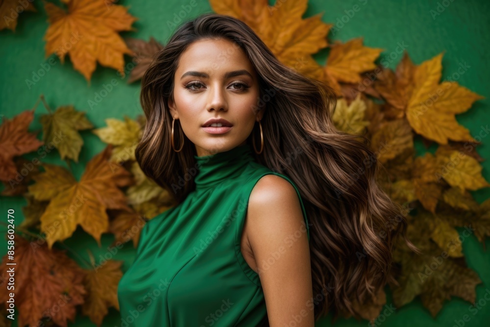 Beautiful woman in a fall fashion style concept Beautiful woman in a fall fashion style concept