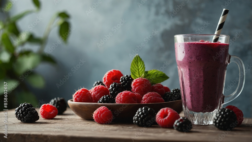 Summertime smoothie with raspberry, blackberry Summertime smoothie with raspberry, blackberry