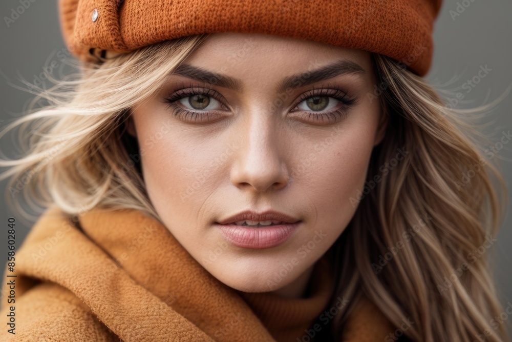 Beautiful woman in a fall fashion style concept Beautiful woman in a fall fashion style concept