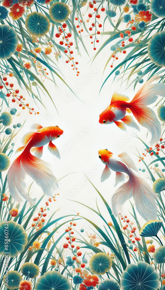 浮世絵(Ukiyoe)、日本画/金魚 Goldfish 浮世絵(Ukiyoe)、日本画/金魚 Goldfish