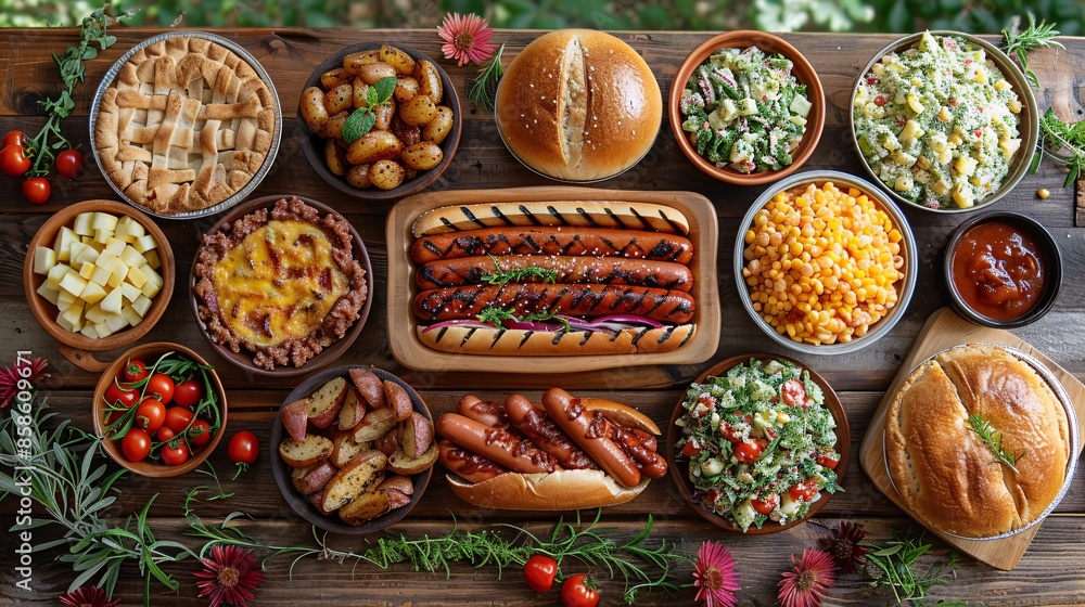 Summer Picnic Feast A Table Spread of Delicious Food Summer Picnic Feast A Table Spread of Delicious Food