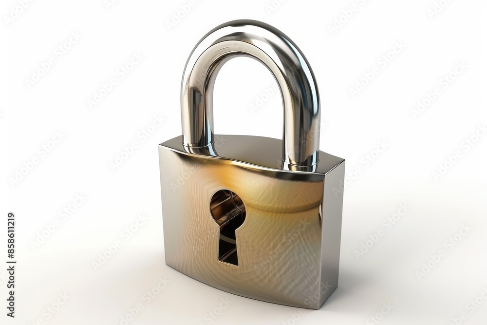 Shiny Metal Padlock on White Background Shiny Metal Padlock on White Background