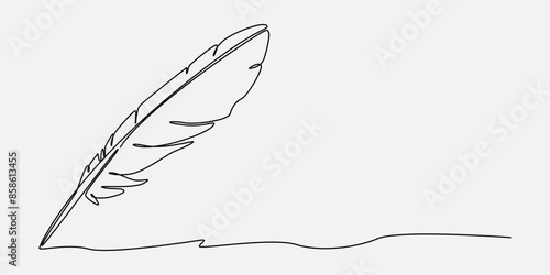 Continuous one line drawing of quill pen. Editable line. Isolated background. Vector illustration.