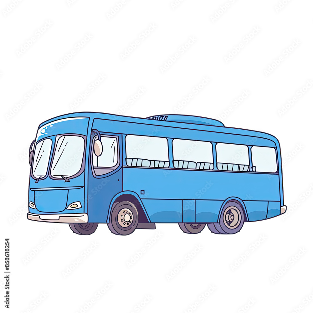 Vector Hand Drawn Blue Town Bus Road Trip. Isolated on a Transparent Background. Cutout PNG. Vector Hand Drawn Blue Town Bus Road Trip. Isolated on a Transparent Background. Cutout PNG.