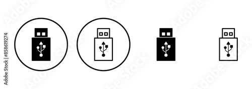 Usb icon set. Flash disk icon vector