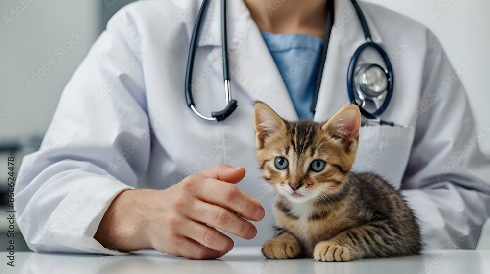 Vet with kitten. Vet with kitten.