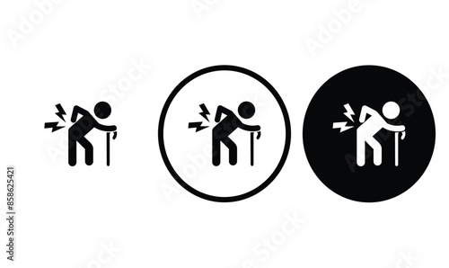 icon back pain black outline for web site design 
and mobile dark mode apps 
Vector illustration on a white background