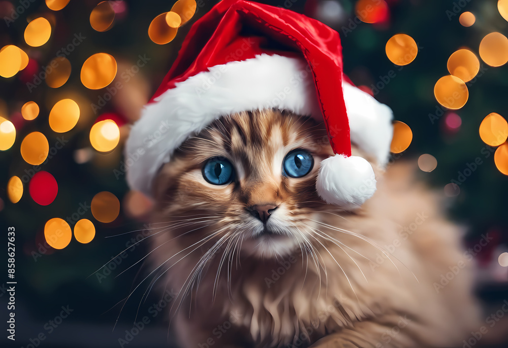 cat in santa claus hat cat in santa claus hat
